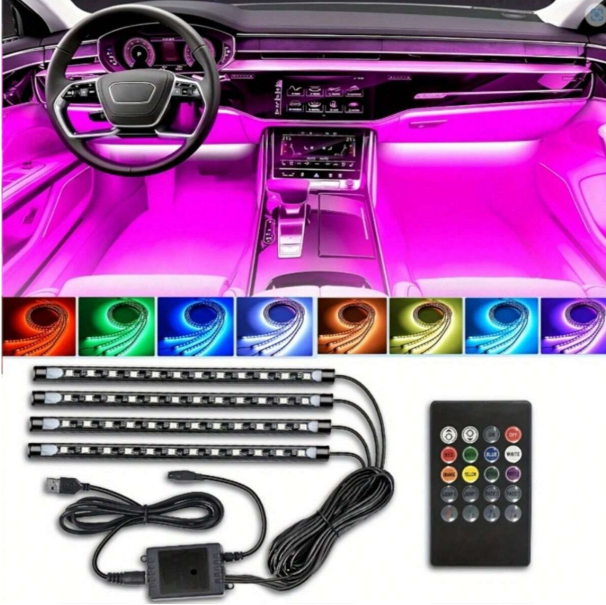 Комплект 4 бр. автомобилни LED ленти - USB захранване