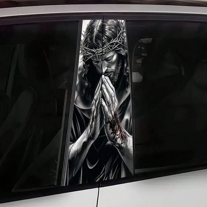 2бр. Винилови стикери за страничните колони "Jesus"